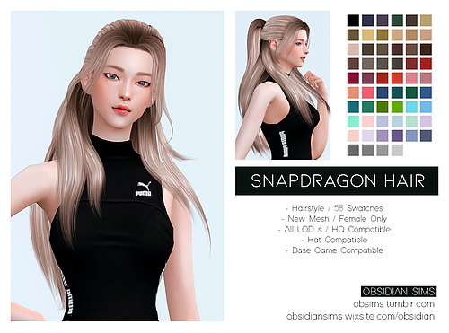  Obsidian Sims: Snapdragon Hair