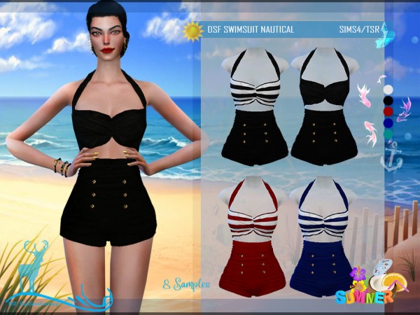  The Sims Resource: Swimsuit Nautical by DanSimsFantasy