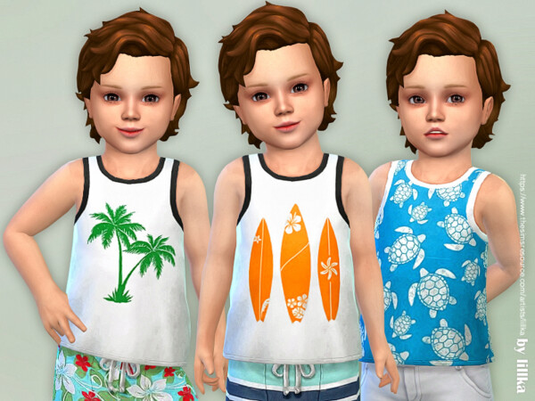 The Sims Resource: Toddler Boy Tank Top 04 by lillka