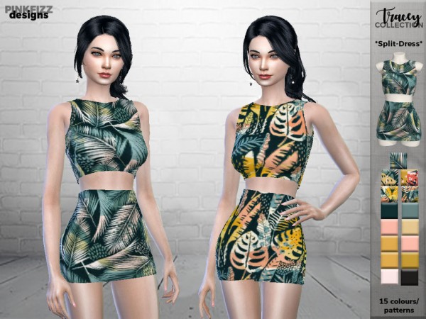  The Sims Resource: Tracey Split Dress by Pinkfizzzzz