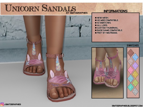  Simtographies: Unicorn Sandals