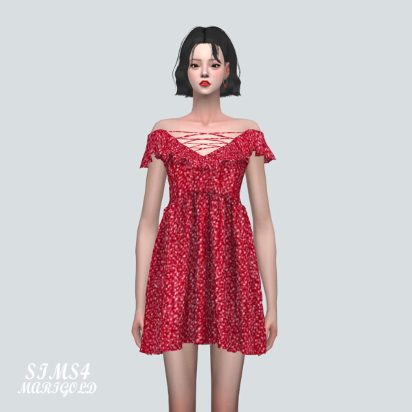 SIMS4 Marigold: WWW Off Shoulder Frill Mini Dress WWW