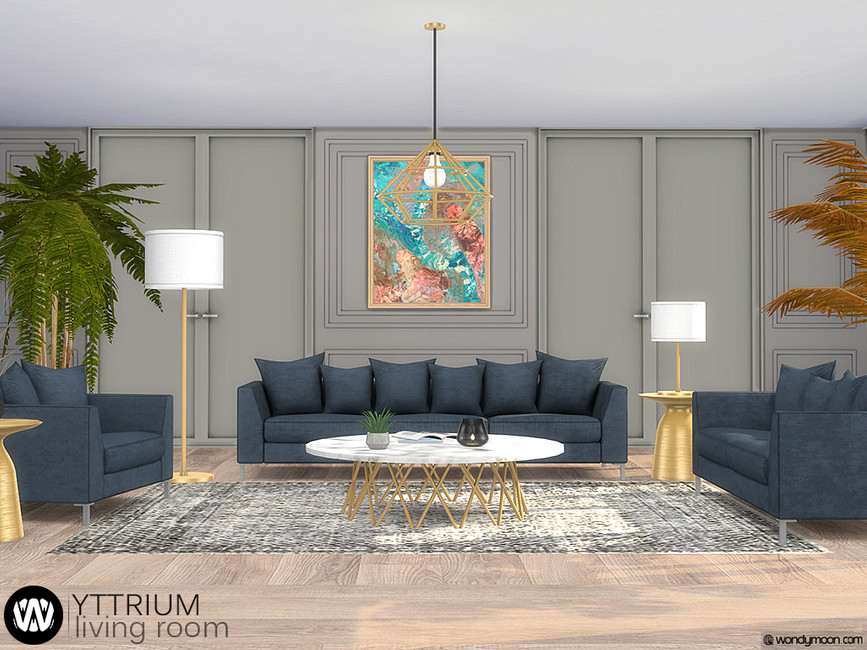 The Sims Resource: Yttrium Living Room by wondymoon • Sims 4 Downloads