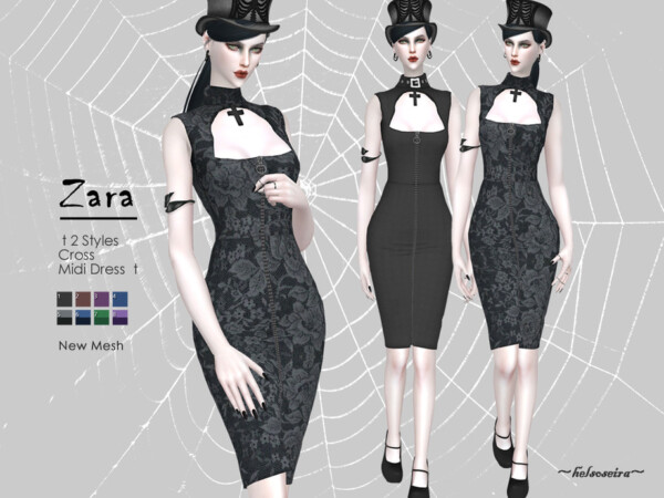 The Sims Resource: ZARA   Midi Dress by Helsoseira