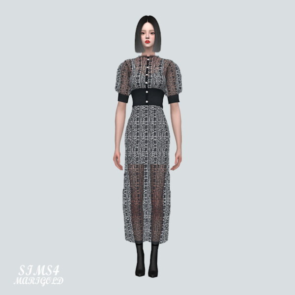 SIMS4 Marigold: S Lace Cardigan Long Dress