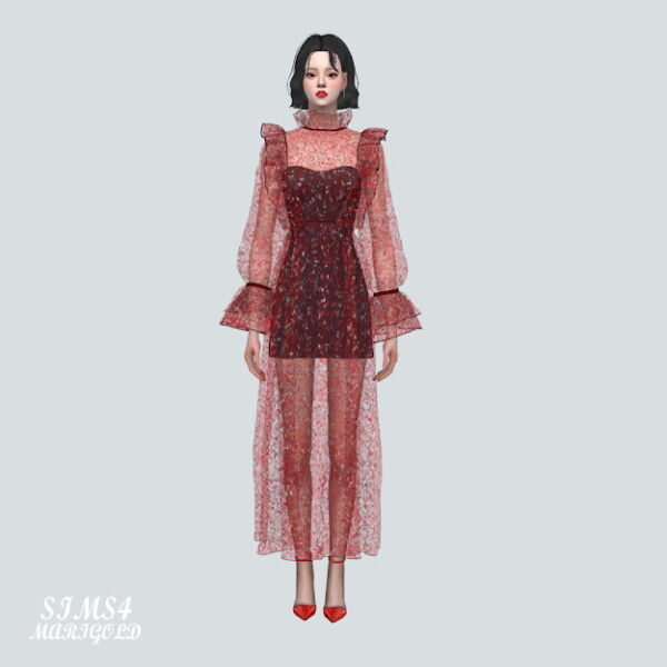 Glitter See Through Long Dress from SIMS4 Marigold