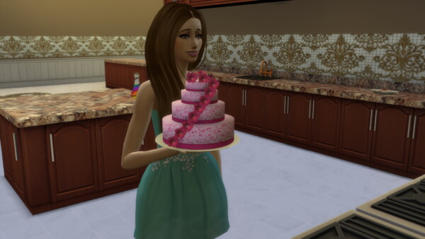 Mod The Sims: Pink Rose Swirl Cake For Baking by Laurenbell2016