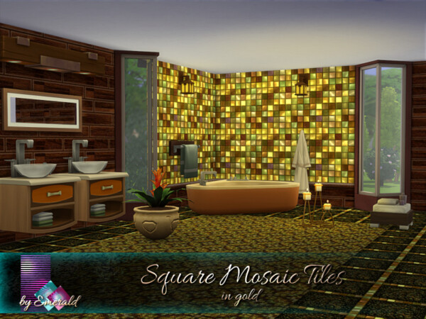 The Sims Resource: Square Mosaic Tiles in gold by emerald