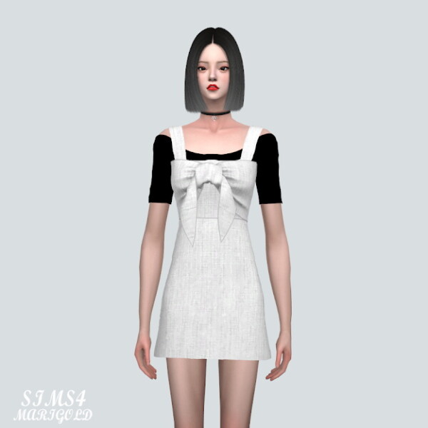 SIMS4 Marigold: Summer Ribbon Sleeveless Dress With T