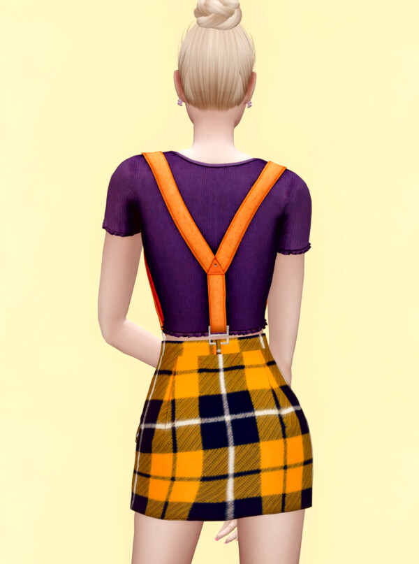 Rimings: Suspenders Short sleeved Tshirt, Button Short Skirt and Hair Clip