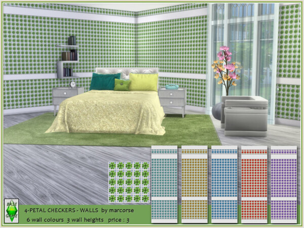 The Sims Resource: 4 Petal Checkers Walls by marcorse