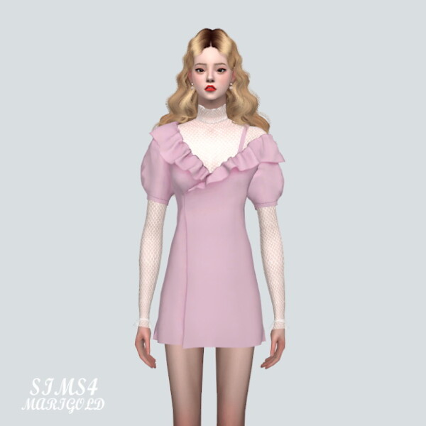 SIMS4 Marigold: AB Off Shoulder Wrap Mini Dress