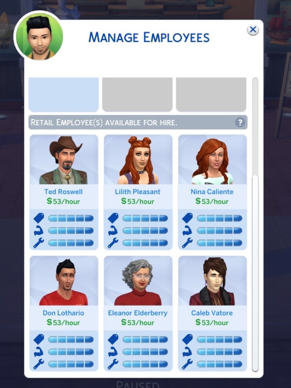 Maxed Skills Restaurant, Retail, Vet by spgm69 from Mod The Sims