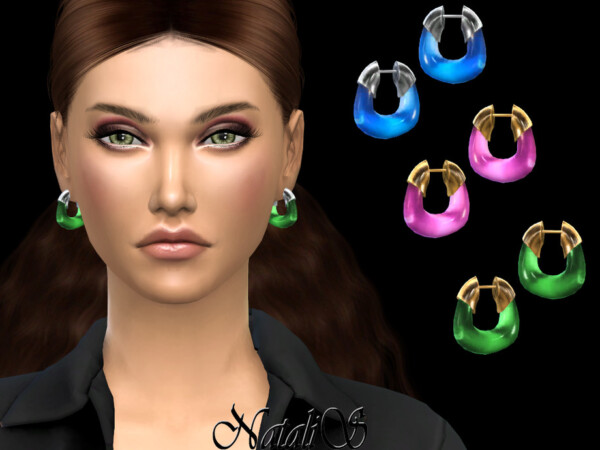 The Sims Resource: Acrylic hoop earrings by NataliS
