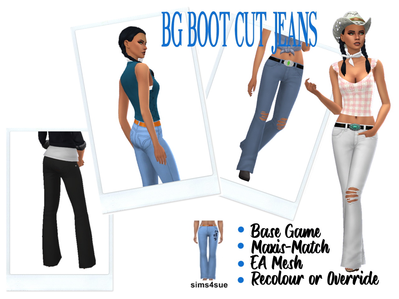 Sims 4 Sue: Bootcut Jeans • Sims 4 Downloads