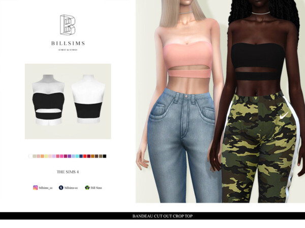 The Sims Resource: Bandeau Cut Out Crop Top by Bill Sims