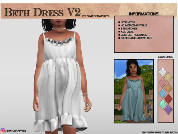 Simtographies: Vanya Outfit, Beth Dress V2, Watermelon Slice, Anabella Skin and Lena Skin