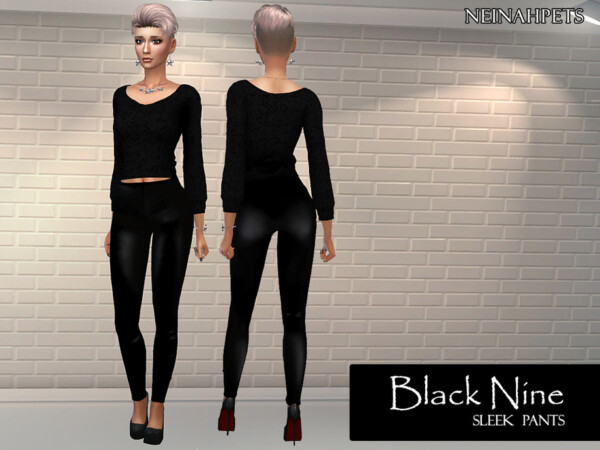 The Sims Resource: Black Nine Pants by neinahpets