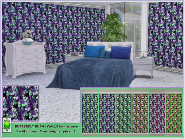 The Sims Resource: Butterfly Bush Walls by marcorse