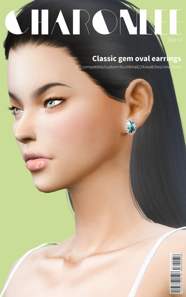 Classical gem oval earrings from Charonlee