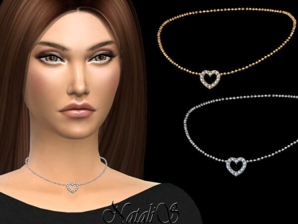 The Sims Resource: Crystal open heart choker by NataliS