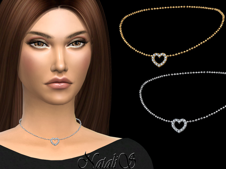 The Sims Resource: Crystal open heart choker by NataliS • Sims 4 Downloads