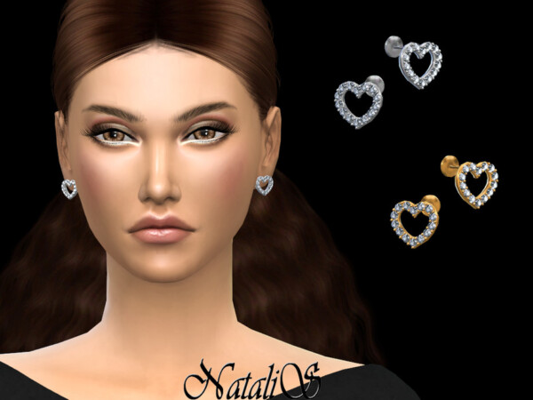 The Sims Resource: Crystal open heart stud earrings by NataliS