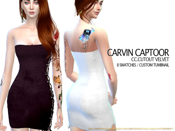 The Sims Resource: Cutout velvet dress by carvin captoor
