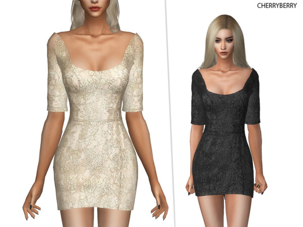 The Sims Resource: Embrace   Embellished Dress by CherryBerrySim