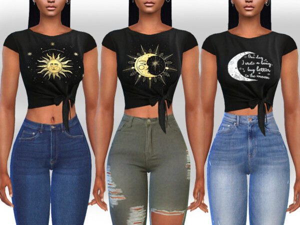 The Sims Resource: Front Tied Moon Tops by Saliwa