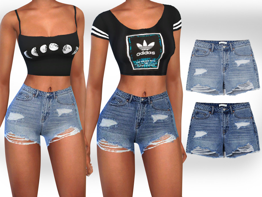 Full Ripped Realistic Denim Shorts By Saliwa From Tsr Sims 4 Downloads ...