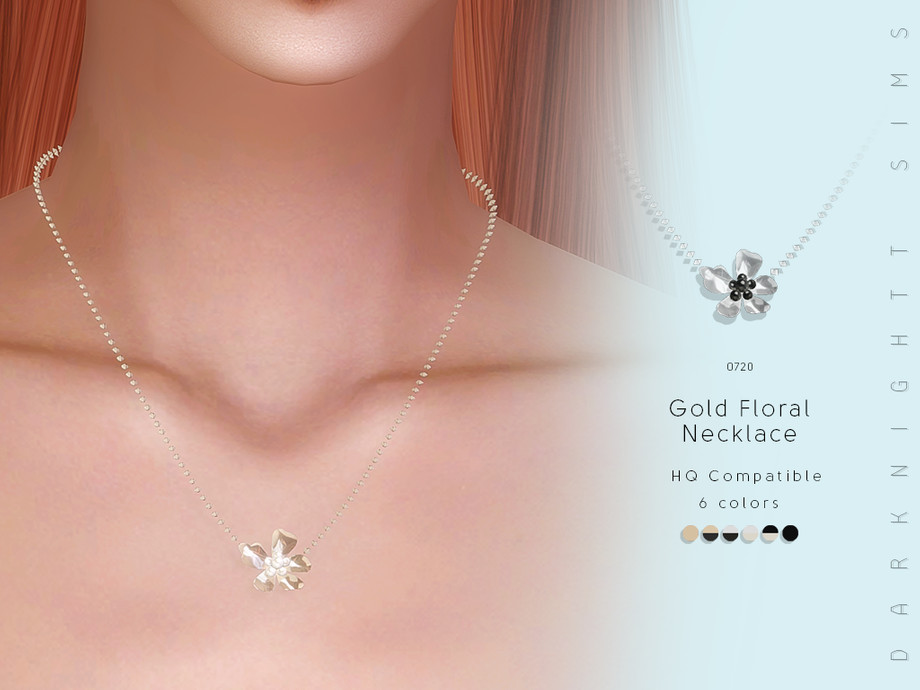 The Sims Resource Gold Floral Necklace By Darknightt • Sims 4 Downloads