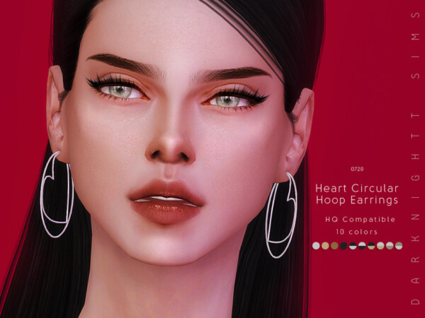 The Sims Resource: Heart Circular Hoop Earrings by DarkNighTt