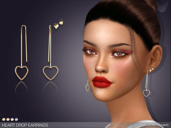 The Sims Resource: Heart Drop Earrings by feyona