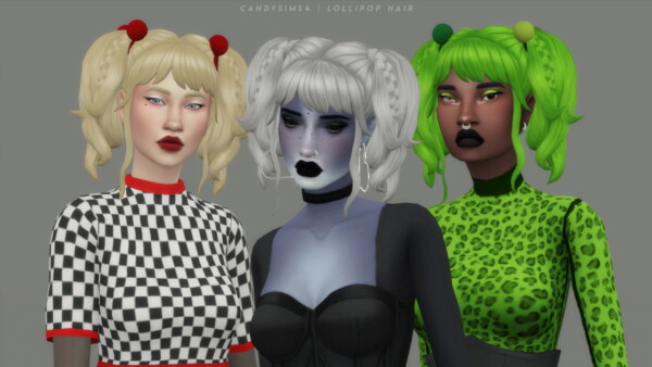 Candy Sims 4: Lollipop hair and Pompoms accessories