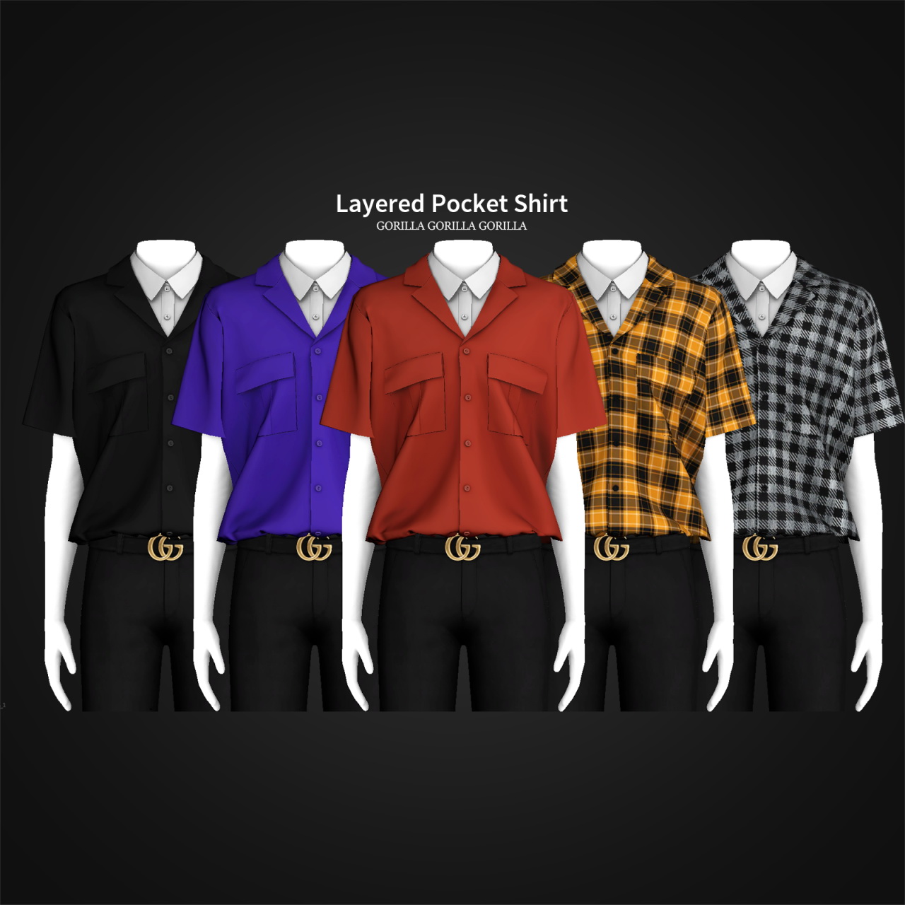 Gorilla: Layered Pocket Shirt • Sims 4 Downloads