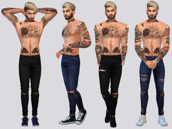 The Sims Resource: Marcus Denim Tattered Jeans by McLayneSims