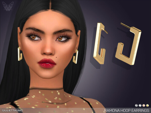 The Sims Resource: Ramona Hoop Earrings by feyona