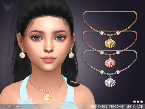 The Sims Resource: Seashell Pendant Necklace For Kids by feyona