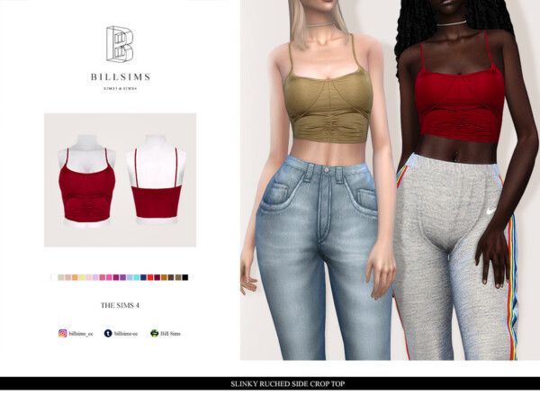The Sims Resource: Slinky Ruched Side Crop Top by Bill Sims