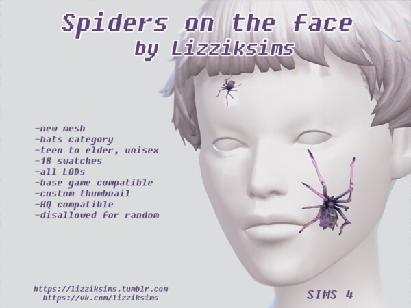 Spiders on the face from Lizzik Sims