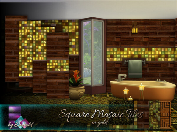 The Sims Resource: Square Mosaic Tiles in gold by emerald