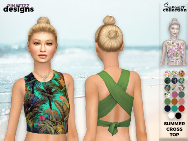The Sims Resource: Summer Cross Top by Pinkfizzzzz