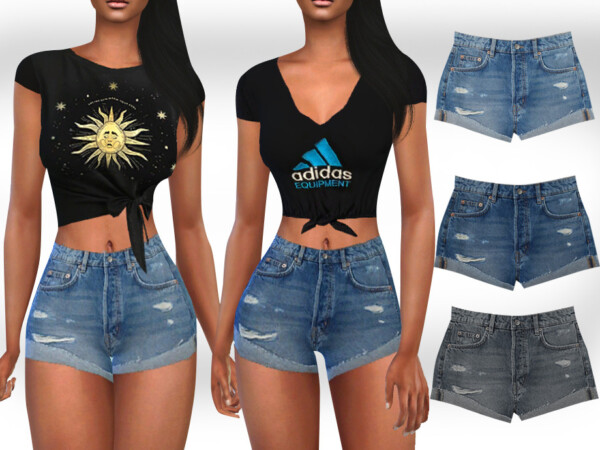 The Sims Resource: Summer Style Ripped Mini Shorts by Saliwa
