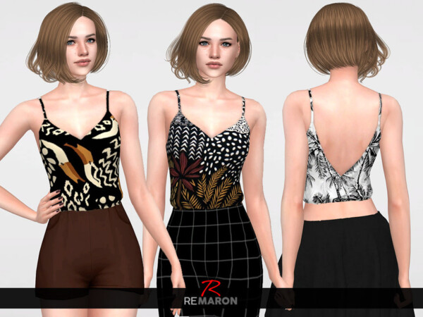 The Sims Resource: Summer Top for Women 01 by remaron • Sims 4 Downloads