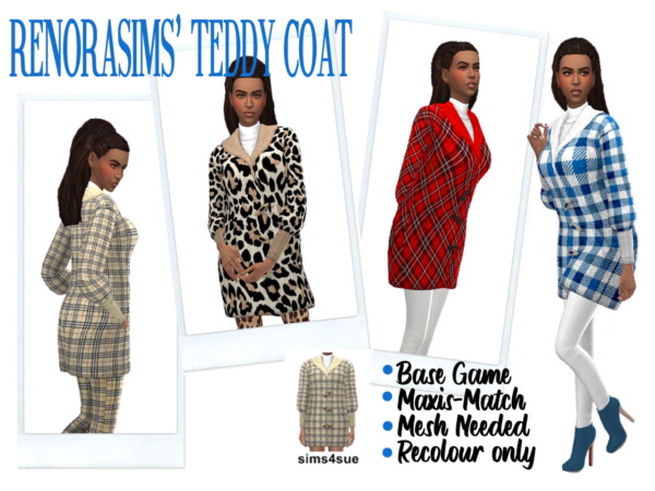 Sims 4 Sue: Teddy Coat Recolored