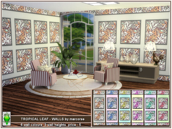 The Sims Resource: Tropical Leaf Walls by marcorse