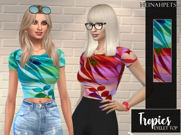 The Sims Resource: Tropics Eyelet Top by neinahpets