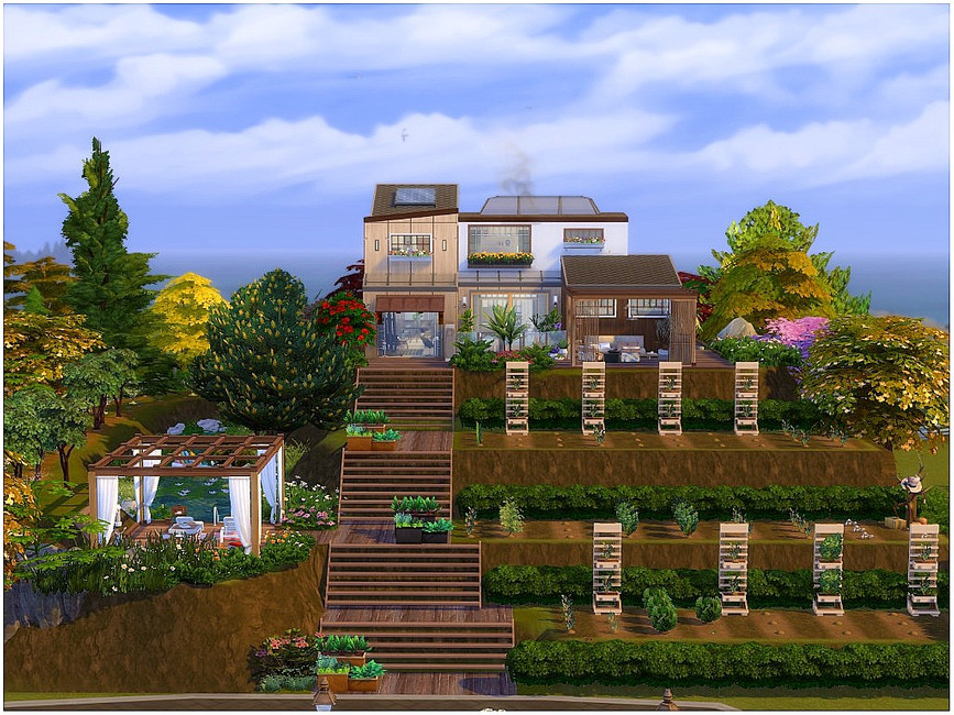 The Sims Resource: Uphill Modern Farm by lotsbymanal • Sims 4 Downloads