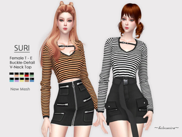 The Sims Resource: Suri V Neck Top by Helsoseira